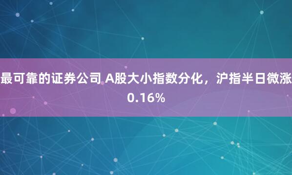 最可靠的证券公司 A股大小指数分化，沪指半日微涨0.16%